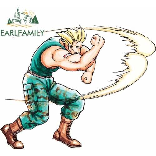 EARLFAMILY 13cm x 8.6cm for Guile Sonic Waterproof Car Stickers Vinyl Car Wrap Scratch-proof Window Decal Japanese Assessoires