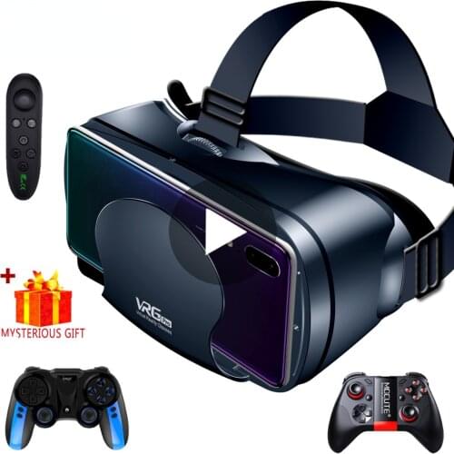 Virtual Reality 3D VR Headset Smart Glasses Helmet for Smartphones Cell Phone Mobile 7 Inches Lenses Binoculars with Controllers