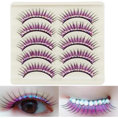 5 Pairs False Eyelashes Creative Rhinestone Fake Eyelashes Makeup Eyelashes Makeup Beauty Extension Tools for Performance