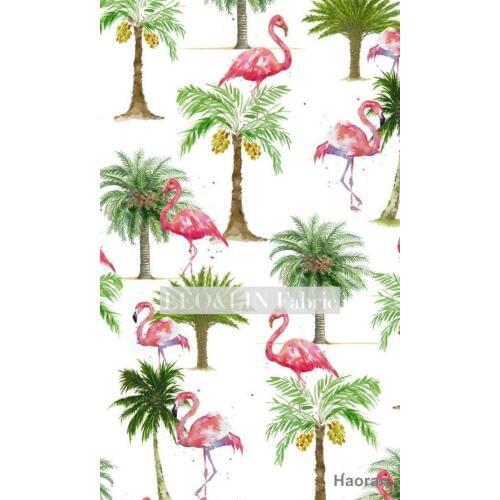 LEO&LIN Coconut Flamingo Chiffon Euclidean Yarn Air Layer Other Polyester Fiber Digital Printing Spot Fabrics 50cm