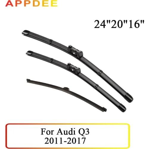 APPDEE Wiper Front & Rear Wiper Blades Set For Audi Q3 MK1 2011 - 2017 2016 Windshield Windscreen Window 24"+20"+16"