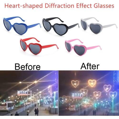 Heart-shaped Diffraction Effect Glasses Night Look at Light Change to Love Heart Diffraction Lights Glasses Party Decor Eyewear
