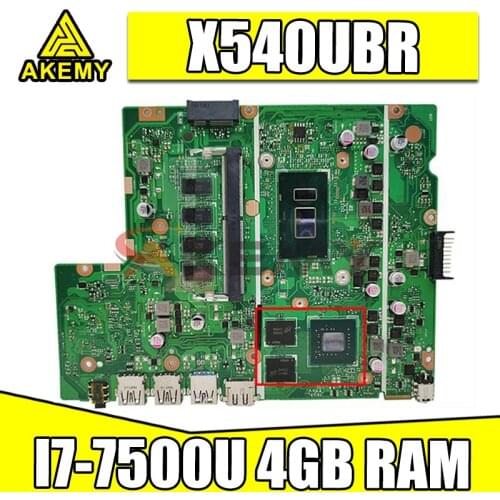 Akemy X540UBR laptop mainboard For ASUS X540UB X540UBR X540UV original motherboard with 4GB RAM I7-7500U V2G tested full 100