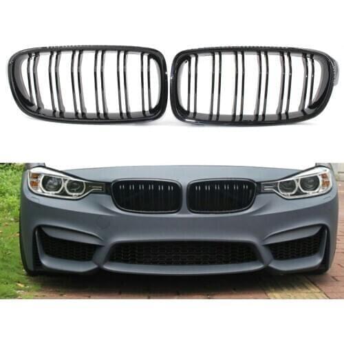 Front Gloss Black Double line Racing Grille Grill for BMW 3 Series M3 F30 F35 2012-2015 328i 320i 335i