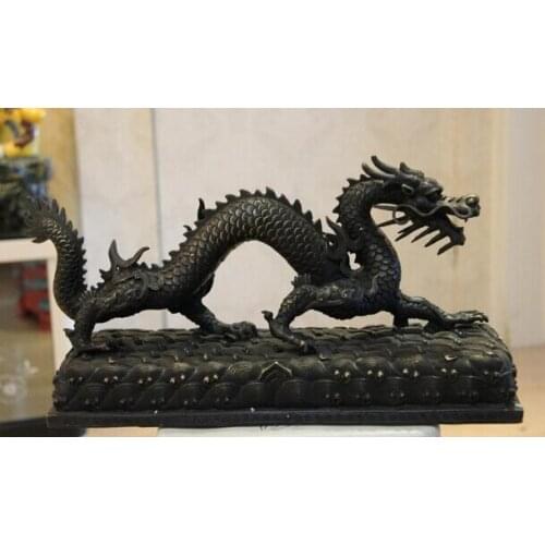 Song voge gem S0716 7.5 Chinese Royal 100% pure Copper Bronze Feng Shui Wealth Lucky Dragon Statue