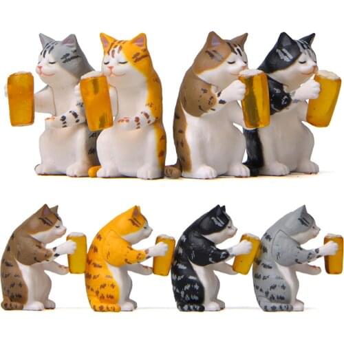 Beer Cat Figure Model DIY Korean Version Baking Gardening Landscaping Ornaments Decor Doll House Decor Gift Home Accessories