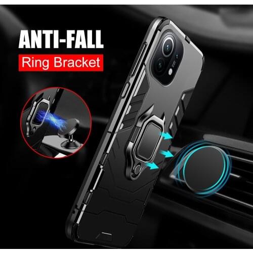Luxury Buckle Ring Phone Case For Xiaomi Mi 11 Pro Car Bracket Anti-fall Protection Cover For Xaomi Xiami Mi11 Ultra Lite Coque