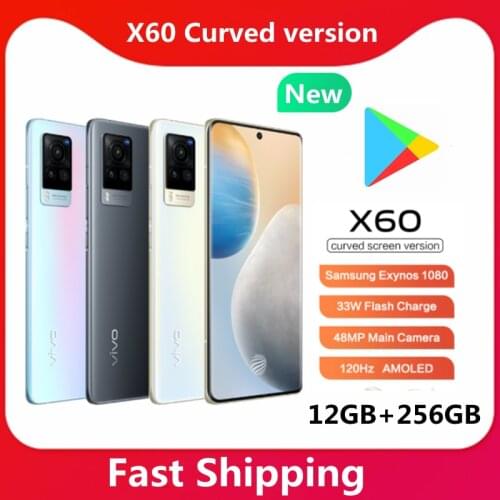 New Vivo X60 Curved Screen Phone NFC Samsung Exynos 1080 6.56" AMOLED Smartphone 33W FlashCharge 48MP Camera
