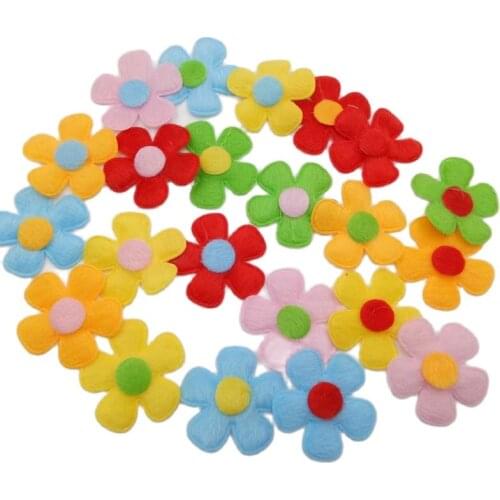Mix Flower Shape Patches 30MM 100pcs/lot padded felt appliques hair/hat decorative ornament