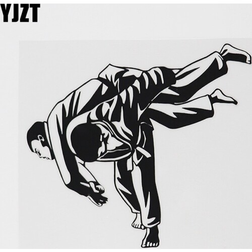 YJZT 14.1CMX12.6CM Martial Arts MMA Fight Jiu Jitsu Sports Decal Vinyl Car Sticker Black/Silver 8A-0265