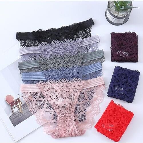French Style Underwear Sexy Lace Panties Low Waist Seamless Invisible Briefs Fashion Hollow Out Cotton Underpant Female Lingerie