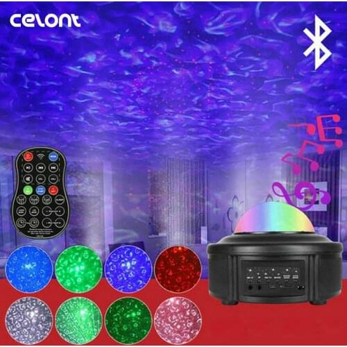 USB LED Star Night Light Music Starry Water Wave LED Projector Light Bluetooth Projector Sound-Activated Projector Light Decor