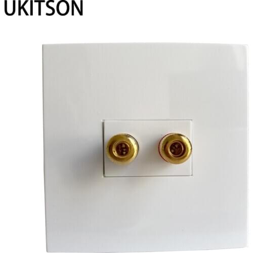 Audio Panel Terminals Banana Plug White Color 86x86 mm Sound Speaker Wall Socket Gold Plated