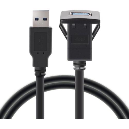 1m 3.3ft Meter Single Port USB3.0 Male Female Extension Aux Cable Car Dial Embedded Installation USB Car Electronics Kit