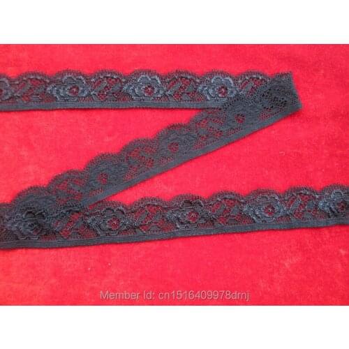 10 yards / lot of beautiful black embroidered stretch lace width 25 mm DIY clothing accessories Ribbon lace embroidery