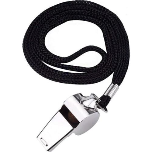 100PCS Stainless steel metal sports whistle , Metal Referee Whistle And Lanyard For Football Soccer LX9215