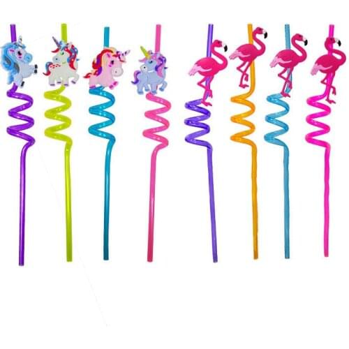 4Pcs Colorful Drinking Straws Unicorn Birthday Flamingo Party Decoration Straws for Kids Birthday Wedding Party Supplies PT75
