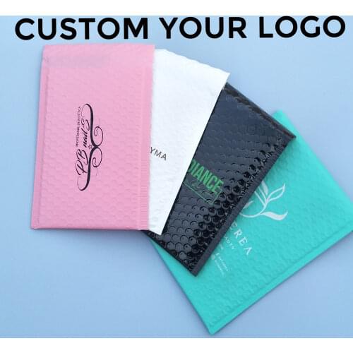 50pcs Poly Bubble Envelope Bags with Logo Printed Padded Shipping Envelopes With Bubble Mailing Bag Shipping Gift Packages Bags
