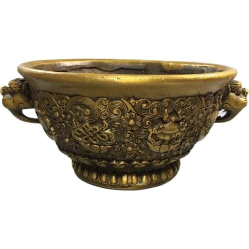 Antique Ming and Qing Dynasty bronze ware Qing Dynasty dragon pattern home decoration collection eight treasure bowls