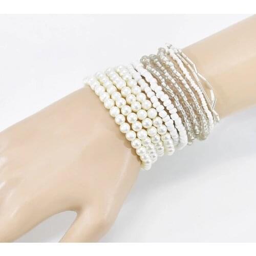 Baroque White Pearl Acrylic Beads Charm Bracelets for Women Handmade Elastic Starfish Bracelet Friendship Party Jewelry Gift