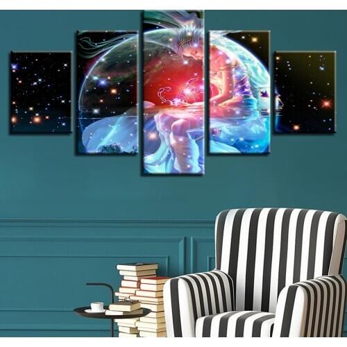 Framework Artworks Print Decor Bedroom Wall Painting 5 Pieces Scorpio Zodiac Astrological Sign Art Canvas Picture Modular Poster