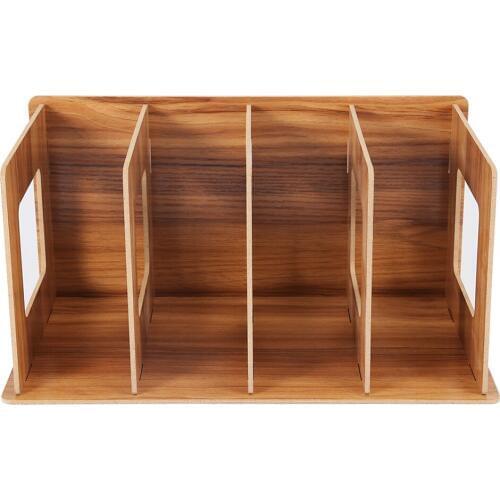 Wooden DIY Desktop Bookshelf Rack Books DVD Storage Magazine Holder For Students Kids Adult