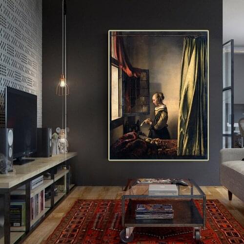 Citon Johannes Vermeer《Girl reading a letter by an open window》Canvas Oil Painting Artwork Picture Wall Decor Home Decoration