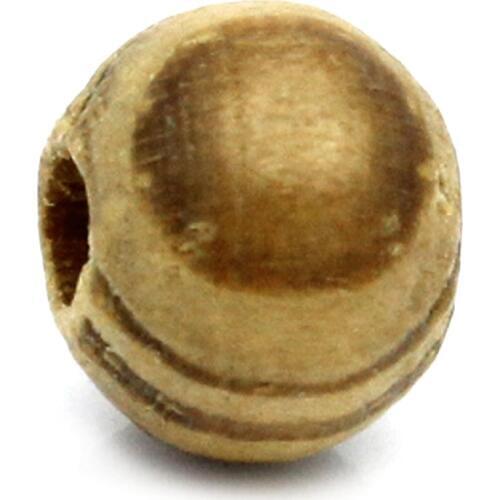 Doreen Box hot- 1000PCs Coffee Stripe Round Wood Beads 6mm(2/8") (B20146)