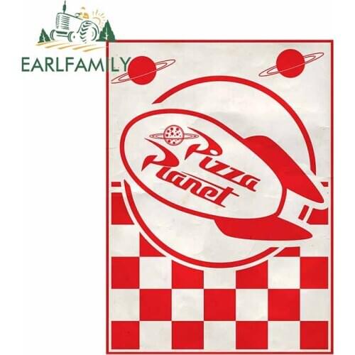 EARLFAMILY 13cm x 9.5cm for Pizza Planet Universe Cartoon Anime Car Stickers Personality Motorcycle VAN Decal Car Assessoires