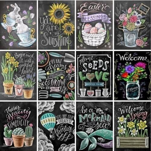 EverShine Diamond Painting 5D Cartoon Cross Stitch Diamond Embroidery Sale Blackboard drawing Handicraft Art Home Decoration