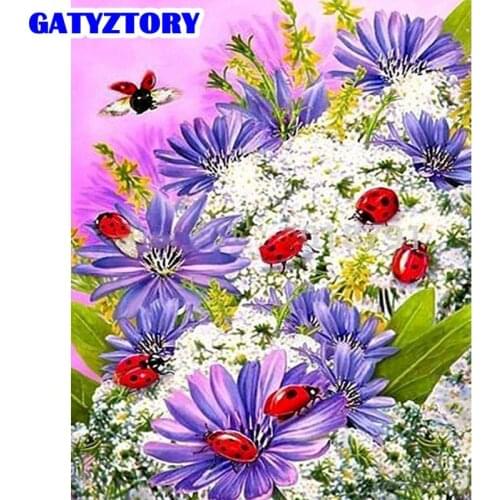 GATYZTORY 60x75cm Frame DIY Painting By Numbers For Adults Flowers Picture By Number Handpainted DIY Gift Home Craft