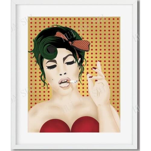 Smoking Pin Up Girl. Pop art vector comic book style art print. Vintage bad girl. 1940s style woman smoking cigarette