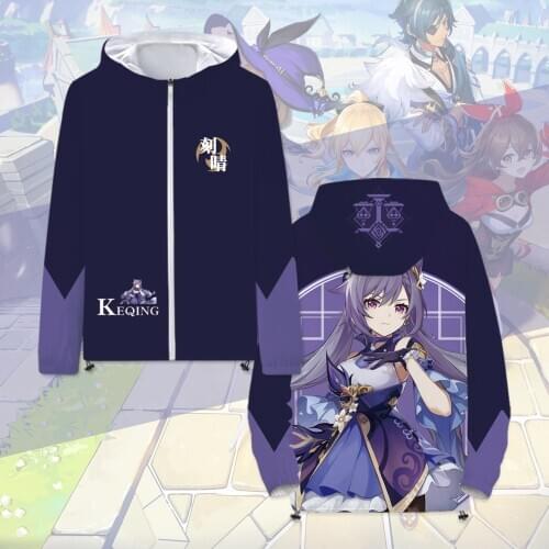 Anime Genshin Impact Paimon Razor Barbara Jean Casual Hooded Hoodie Sweatshirt Coat Men Women Autumn Unisex Loose Jacket Cosplay