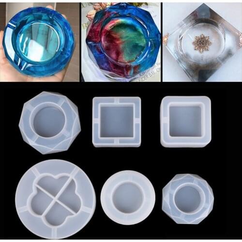 Square/Round Mold Ashtray Mold Coaster Silicone Jewelry Tray Mold Polygon Epoxy Resin Casting Molds Plaster Mold DIY Craft Decor