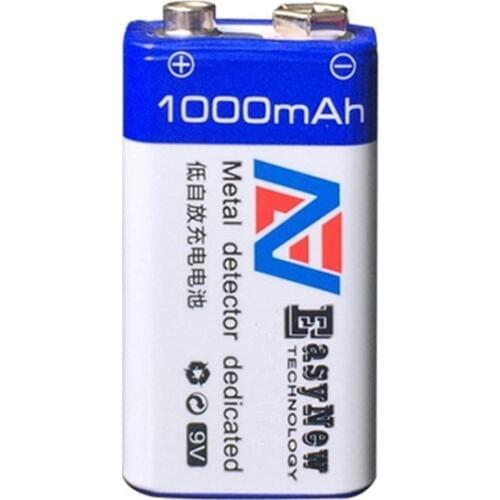 Hot sale 1pcs/lot 9V rechargeable battery 1000mAh lithium ion battery for metal detector instrumentation