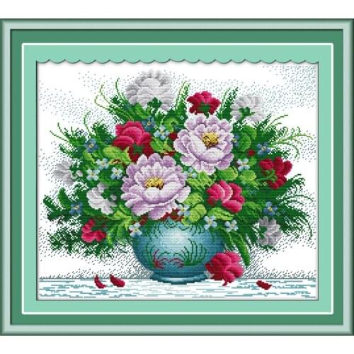 Amaranthine roses cross stitch kit flower 18ct 14ct 11ct count printed canvas stitching embroidery DIY handmade needlework