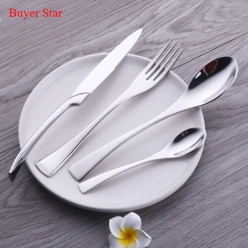 24 Pieces High Polished 18/8 Stainless Steel Cutlery Set Steak Knife Fork Set Royal Family Dinnerware Set Tableware