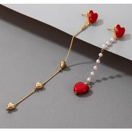 New Fashion Cute Red Heart Long Tassels Earrings for Women Jewelry Gifts
