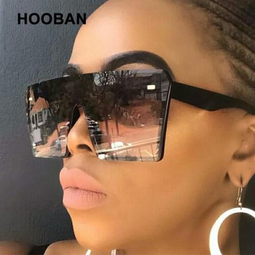 HOOBAN Vintage Oversize Sunglasses Women Fashion Big Frame Lady Sun Glasses Classic Square Driving Eyewear Summer Shades UV400