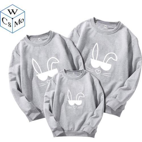 Rabbit Pattern Family Matching Clothes Cotton Matching Outfits Sweatshirts Father Mom and Daughter matching clothes Pullovers