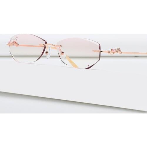 ZIROSAT 52052 Alloy Rimless Diamond Cutting Woman Glasses Frame Optical Prescription Eyeglasses Woman Eyewear Fashion