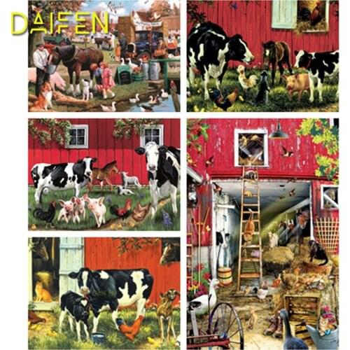 Full Square Diamond painting cow chicken pig duck cat DIY 3D Diamond mosaic Full Round Diamond embroidery Cross stitch country