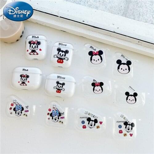 Cartoon Cute Mickey Minnie Transparent TPU Earphone Case For Apple Airpods Pro Cover For Air pods 1 2 Case