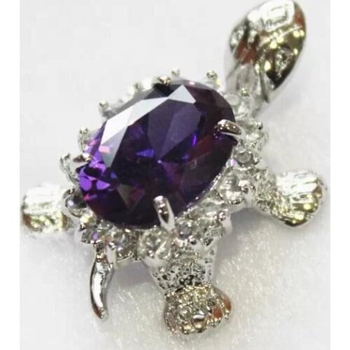 Luxury Jewelry Girls Turtle purple red blue pink gem Stone Tortoise Pendants Female Luxury pendants + Necklace