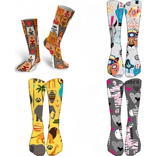 Cartoon Cat Harajuku Happy Mens Causal Crew Socks Funny Colorful Pattern Novelty Combed Cotton Skateboard Socks