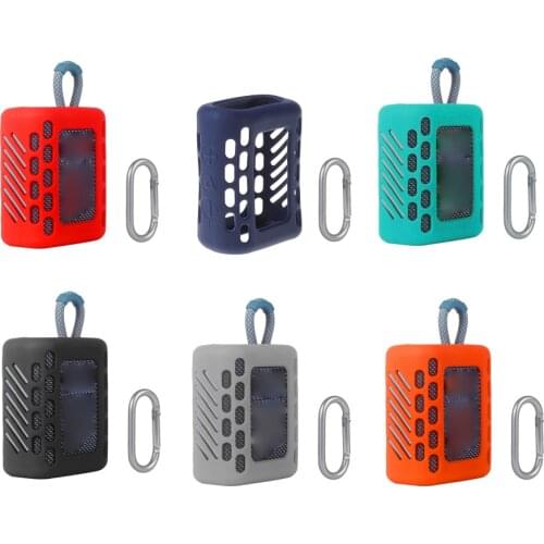 Colorful Dust-proof Silicone Protective Skin Case Cover Shell with Carabiner for JBL GO 3 Go3 Bluetooth Speaker Accessories