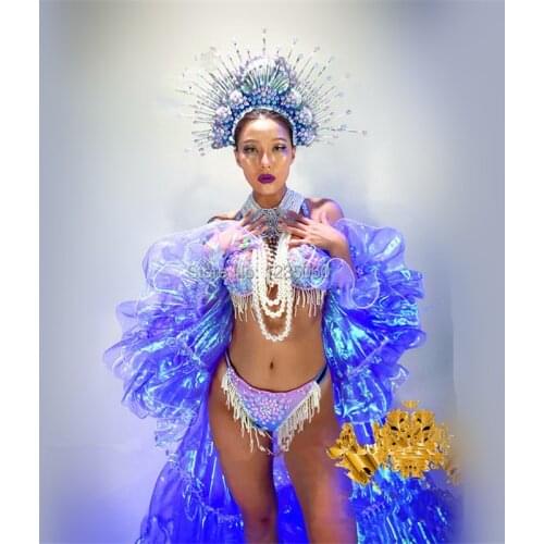 Sexy shell bodysuit party wears Mermaid dresses bikini singer performance outfits dj dance costumes model stage show clothe