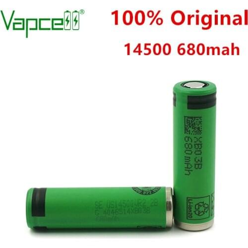 Vapcell 100% original 14500 680mah 3.7V flat button top li lon rechargerable battery for Power tools flashlights free shipping