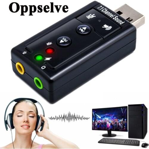 Oppselve 7.1 USB Stereo Audio Adapter External Sound Card for Windows XP/2000/Vista/7 3D USB Stereo Audio Adapter for PC Laptop