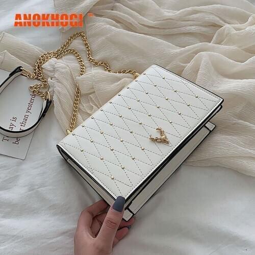 ANOKHOGI 2020 New Style Metal Women Fashion Sling Bag Adjustable Ladies Chain Strap Shoulder PU Bag MB803